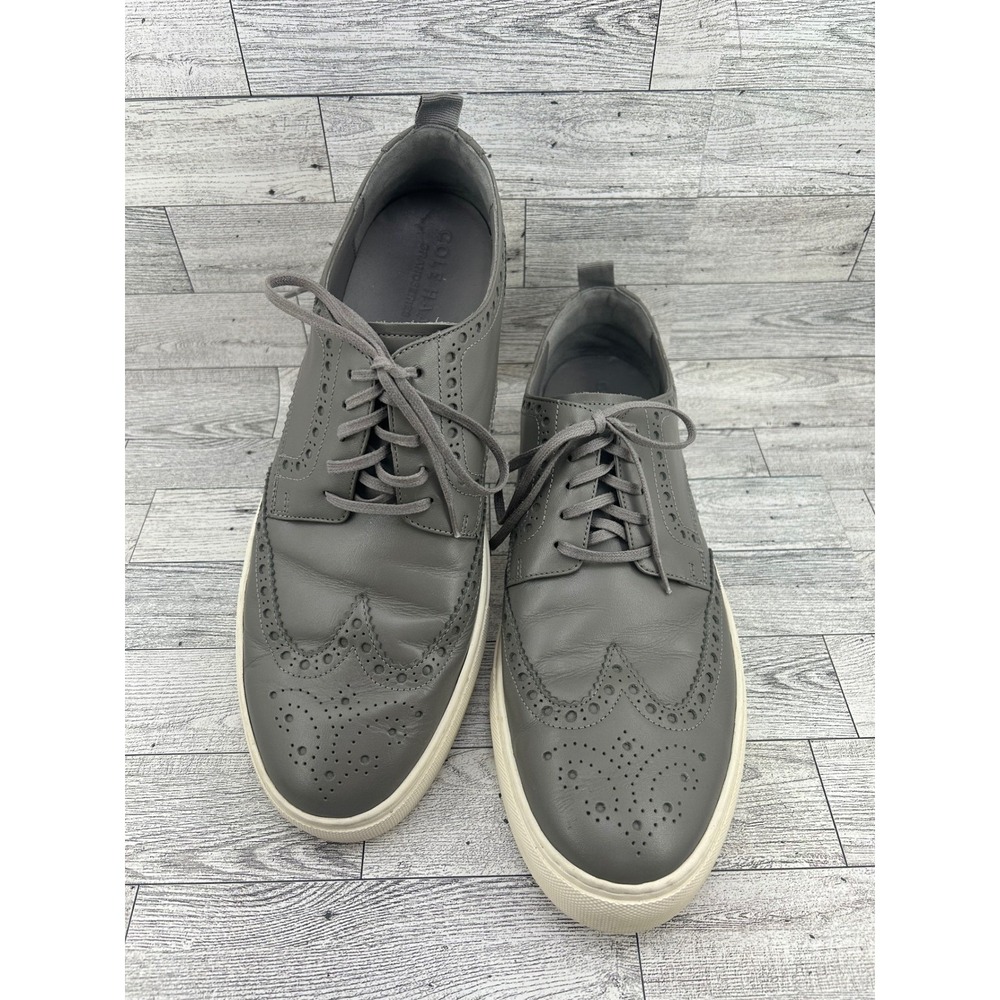 Cole Haan Men GrandSeries Grey Leather Wingtip Oxford Sneakers C35601 Size 13M
